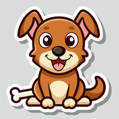 sticker--um-cachorro-segurando-um-osso---fundo-bra