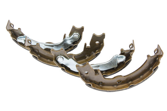 New brake pads for disc brakes on white