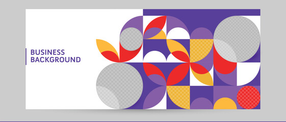 geometric business background banner template with space for text and image with circle and heart shapes, booklet flyer sale ad layout brochure presentation frame cover for charity donation community