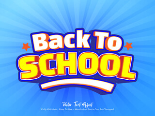 3d text effect Back to school with comic style