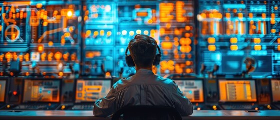 Fototapeta premium A smart grid control center with real-time energy analytics