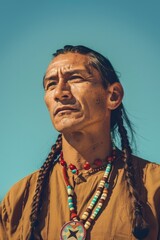 Portrait of a person with long hair and wearing a necklace, great for editorial or personal use