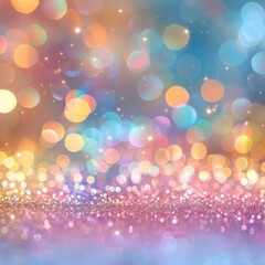 Obraz premium Abstract background with vibrant bokeh lights and glittering surface.