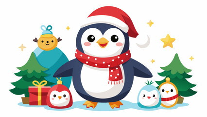 vector-cute-christmas-penguin--penguin-character-s