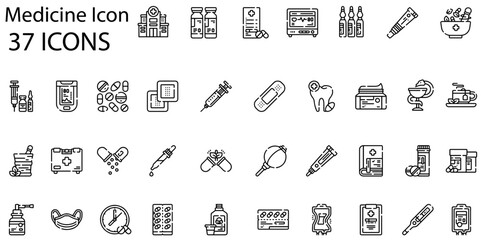 Set of medical icons. Gradient style icon bundle. Vector Illustration
