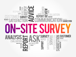Fototapeta premium On-site Survey is a survey used to ask questions and collect feedback when people visit a specific website page, word cloud concept background