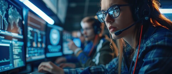 A team of IT professionals discussing network security