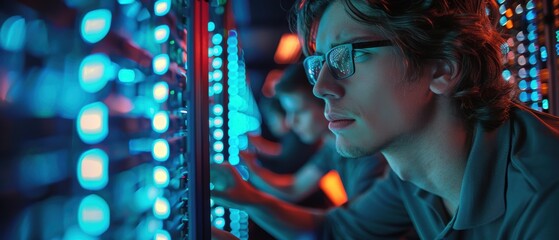 A team of IT professionals configuring cloud servers