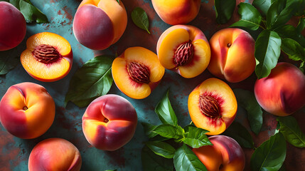 fresh peach top down view background poster 