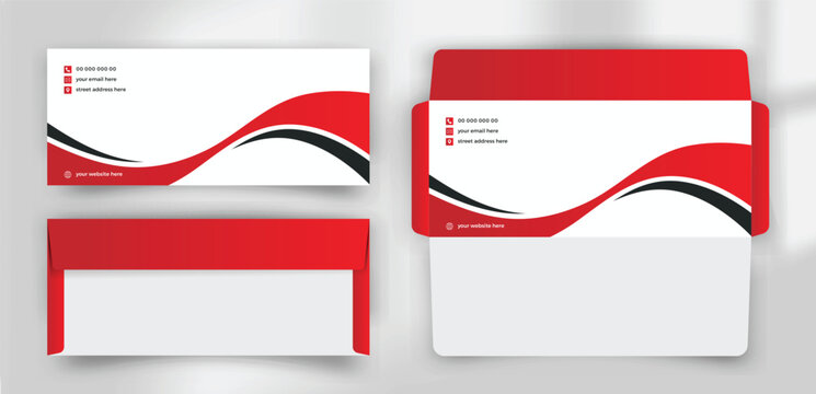 red and black corporate business envelope design template