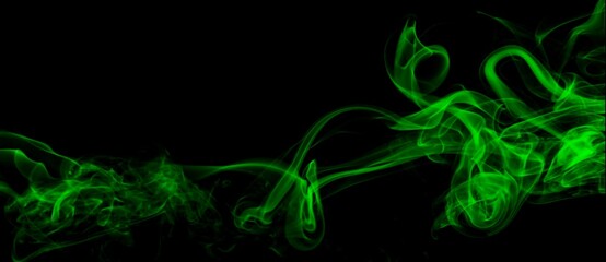 green smoke abstract with black background illustration 