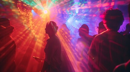 Obraz premium Rainbow Lights at Nighttime Festival