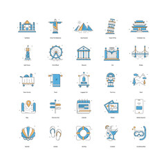 Travel Holiday Vacation Vector Icon Design Collection