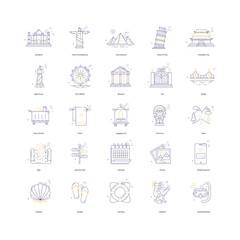 Travel Holiday Vacation Vector Icon Design Collection