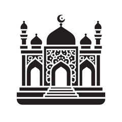 Silhouette of Islamic Element Icon Isolated in White