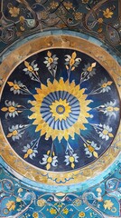 Naklejka premium Ornate Islamic Ceramic Plate with Luxurious Detail