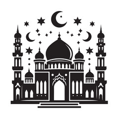 Silhouette of Islamic Element Icon Isolated in White