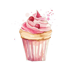 cupcake with pink frosting and sprinkles