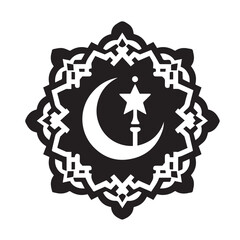 Silhouette of Islamic Element Icon Isolated in White