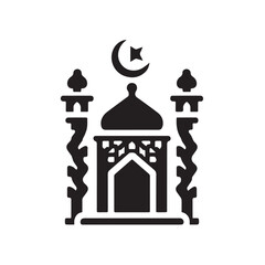 Silhouette of Islamic Element Icon Isolated in White