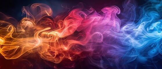 Abstract close-up of colorful smoke swirling