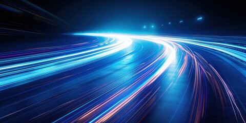 Obraz premium Abstract Light Trails of Cars on a Winding Road