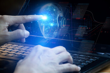 Obraz premium Concept of using artificial intelligence In industrial work, business, production, Industry 5.0