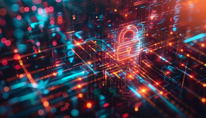 A colorful image of a lock with a key in the middle by AI generated image