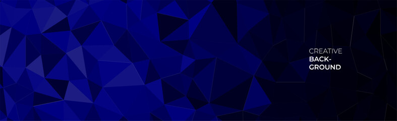 elegant blue banner background with triangles shape