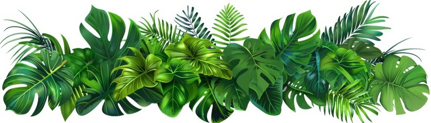 Tropical Paradise: Vibrant Vector Illustration of Lush Philodendron and Anthurium Foliage