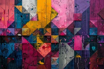 Fototapeta premium Harmonious Fusion: Modern Art Featuring Geometric Thai Patterns