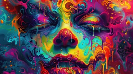 Vivid Abstract Art with Multicolored Fluid Patterns