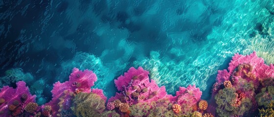 Naklejka premium Aerial view of a vibrant coral reef,