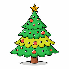 Colorful Decorated Christmas Tree with Star and Ornaments, great for the festive season