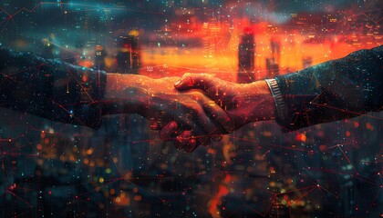 Future of Digital Trust, visionary scene where blockchain technology is central to establishing digital trust