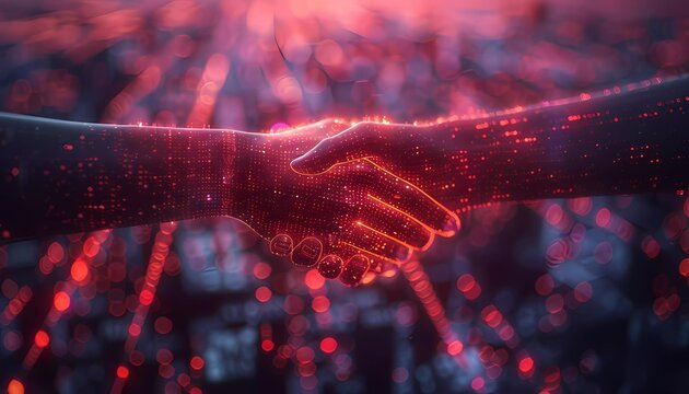 Future of Digital Trust, visionary scene where blockchain technology is central to establishing digital trust