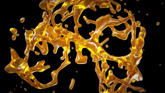 Liquid gold splashing , Gold explosion into liquid 