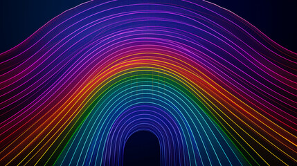 Pride party rainbow background with flowing LED lights, creating a vibrant and dynamic visual effect