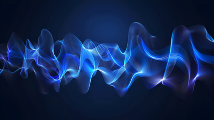 3d rendering of glowing particles in empty space. Futuristic blue background with depth of field and bokeh ,Digital particles wave flow with bokeh abstract background