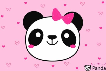 panda with pink bow © Vany