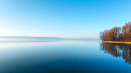 Fototapeta premium blue sky over tranquil lake