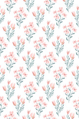 Delicate spring flowers in pastel shades.Easter Seamless pattern.Vector illustration