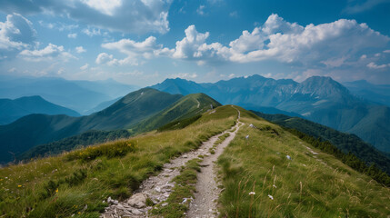 winding trail through mountain range