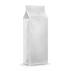 Coffee Bag Packaging Mockup 3D Rendering Isolated on White Background