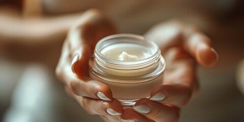 Close-up of a Hand Holding a Jar of Cream