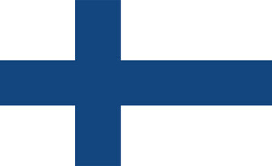 National flag of Republic of Finland is white with blue Nordic cross