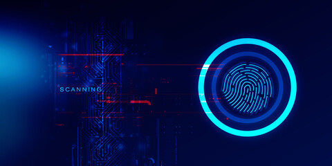 2d Illustration Fingerprint Scanning Technology Concept 