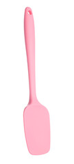 One pink spatula isolated on white. Kitchen utensil
