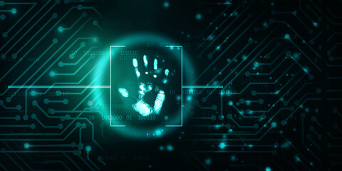 2d Illustration Fingerprint Scanning Technology Concept 