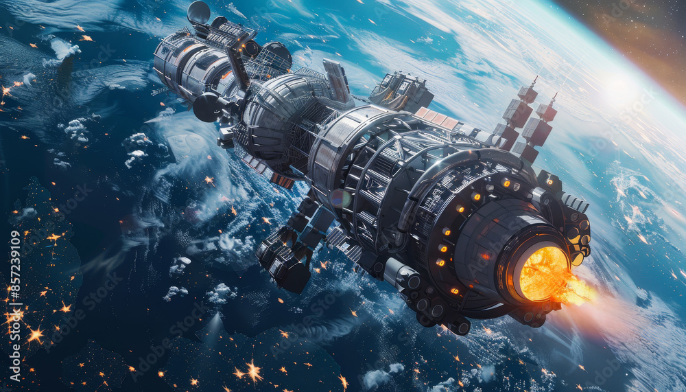 Poster the scene is set in a futuristic world with a lot of space debris by ai generated image